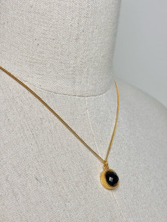 Julie Vos Black Obsidian Stone 24K Gold Plate over Brass Necklace