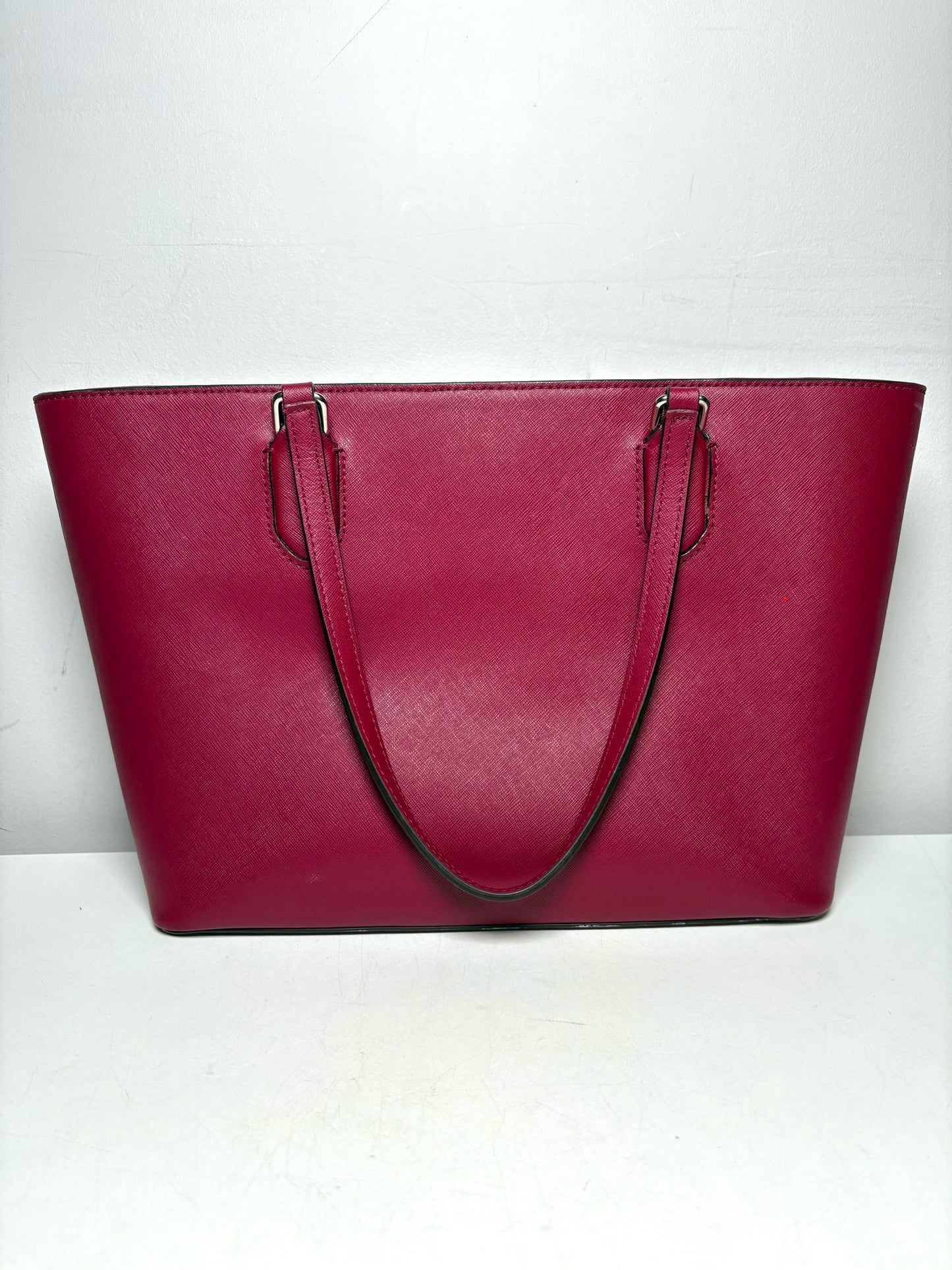 Kate Spade New York Saffiano Leather Pre-owned Raspberry Tote Bag