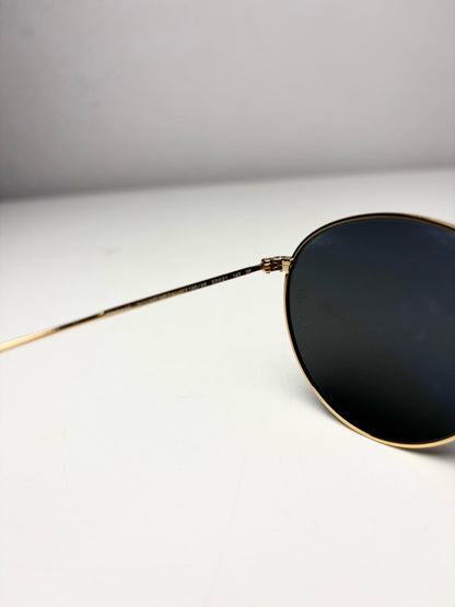 Women's Ray-Ban RB3447 Round Metal Gold Polarized Pre-Owned Sunglasses
