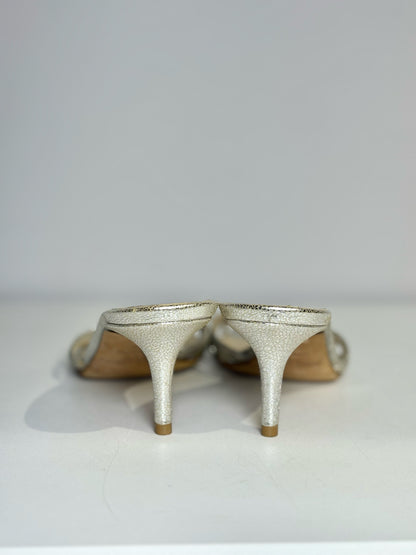 W Shoe Size 5 Jimmy Choo Metallic Gold Leather Cowhide NWOT Slides