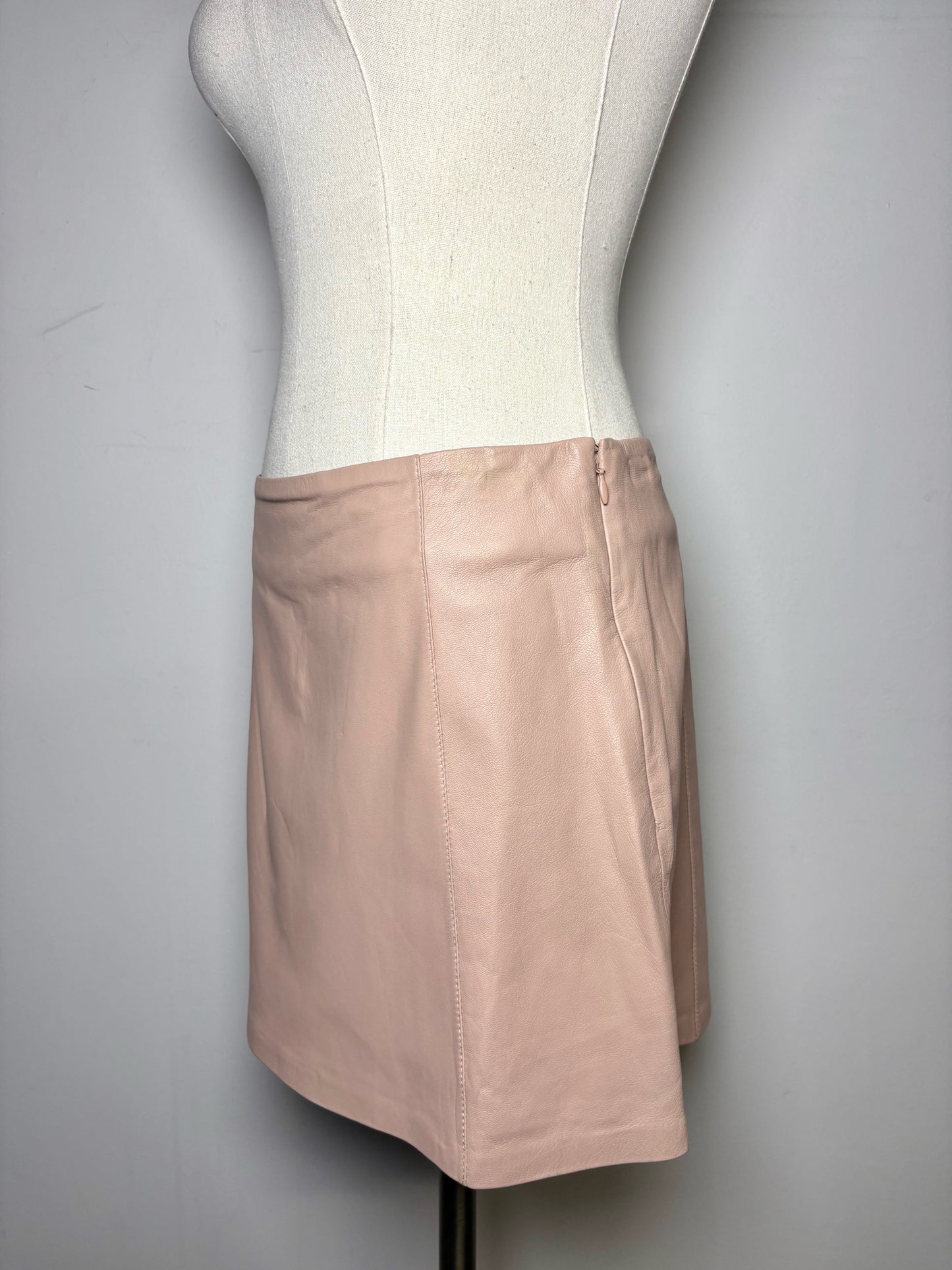 Women Size S Alexander Wang Dusty Pink Solid Leather Pre-owned Skirt