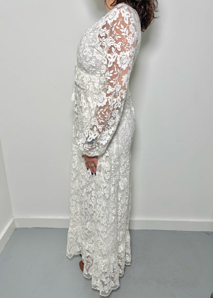 Women Size 38 (6 US) Sezane Cream Lace Cotton, Nylon Dress