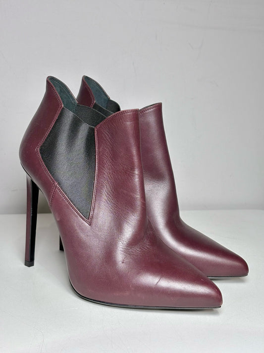 W Shoe Size 38.5 Saint Laurent Burgundy Leather Cowhide Women's Boots