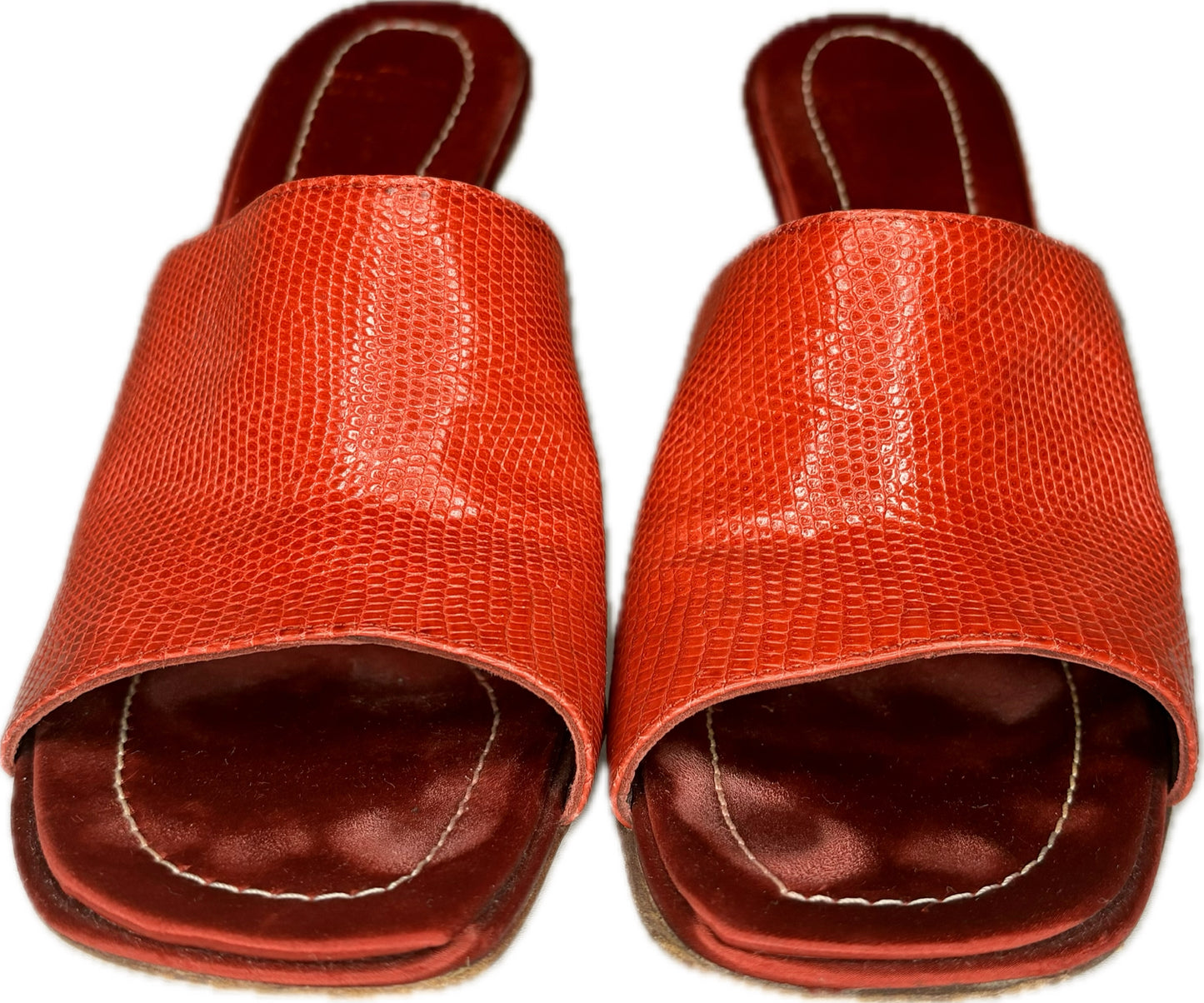 Valentino Garavani Red Leather Cowhide Heels, Sz 37.5