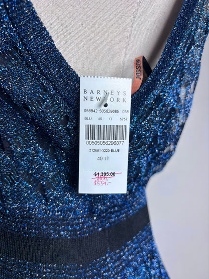 Women Size 40 (4/S US) Missoni Blue Metallic Pre-owned, NWT Midi Dress
