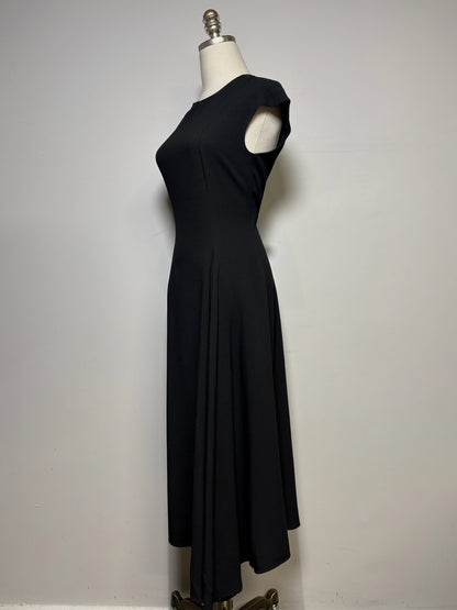 Women Size 2 The Row Black Crepe Asymmetric Hem Pre-owned Midi Dress