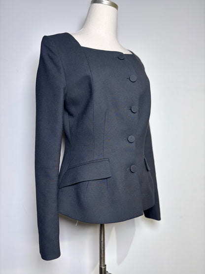 Women Size 8 Ralph Lauren Purple Label Black Solid Pre-owned Wool Suit