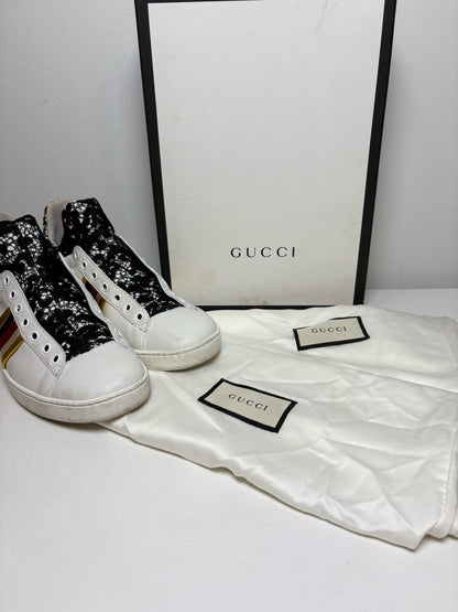 Size 38 (8) Gucci Ace High 'Lace" Sneaker Leather Women's