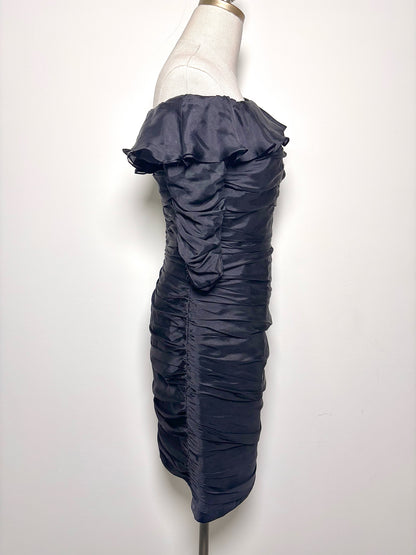 Cocktail Dress CARMEN MARC VALVO Black Tiered Ruffles Size 4