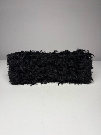 Women's Authentic Balenciaga Crush Chain Black Fabric Feather Gold-Tone NWT Pre-Owned Shoulder Bag