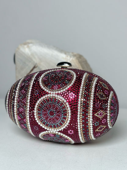 Judith Leiber Swarovski Crystals Egg Vintage Pre-owned Burgundy Mini Purse