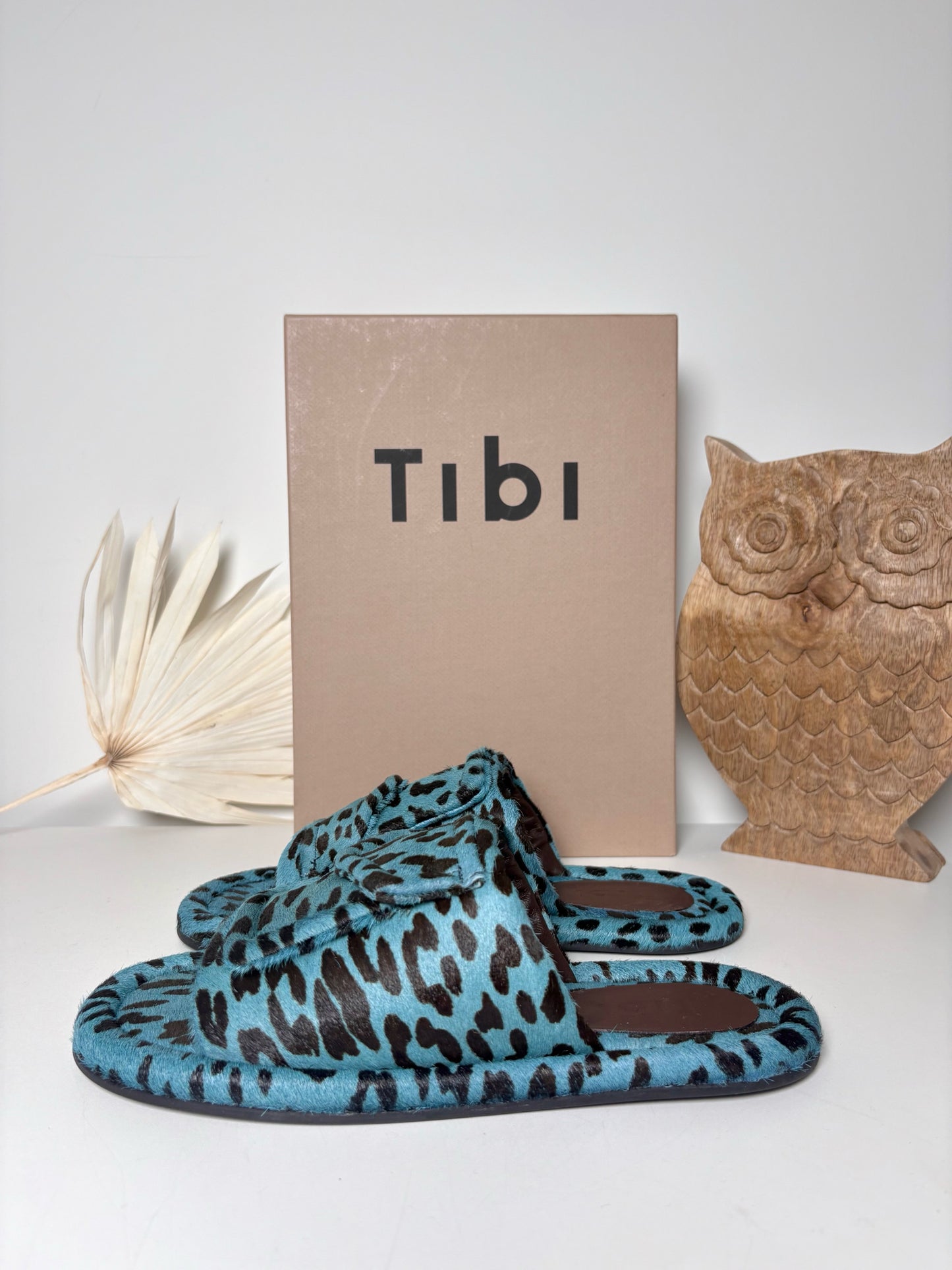 W Shoe Size 38 (7.5) Tibi Black, Turquoise Calf Hair NWT Slip-ons
