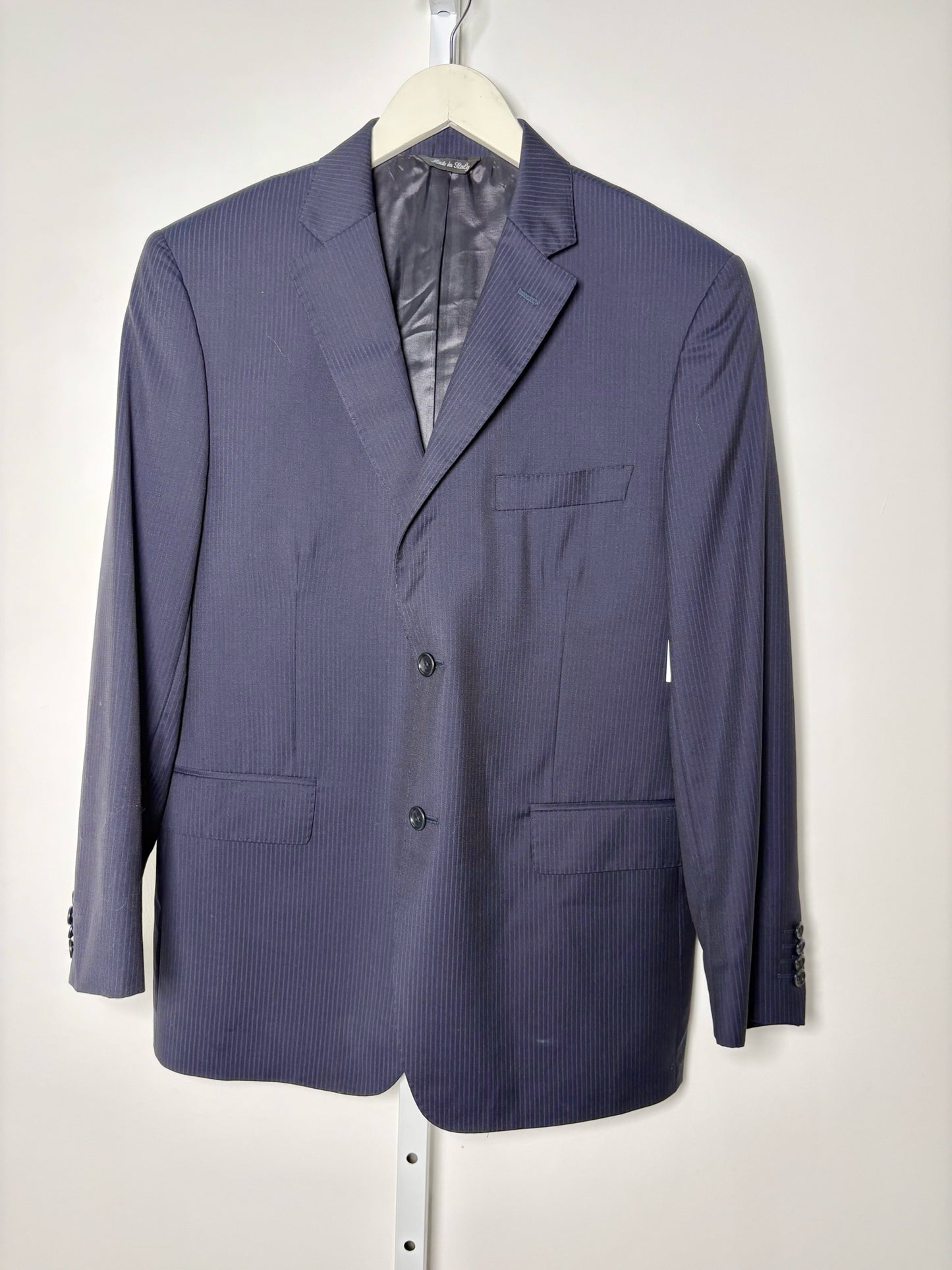 Zegna Navy Wool, silk Pinstripe Men's 40 Suit