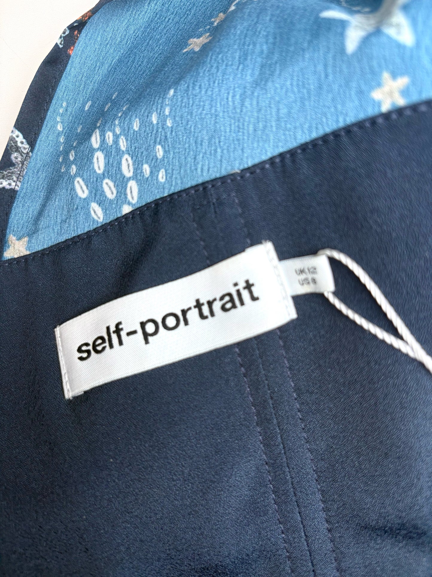 Women Size 8 Self-Portrait Navy Stars Polyester Women's NWOT Blouse