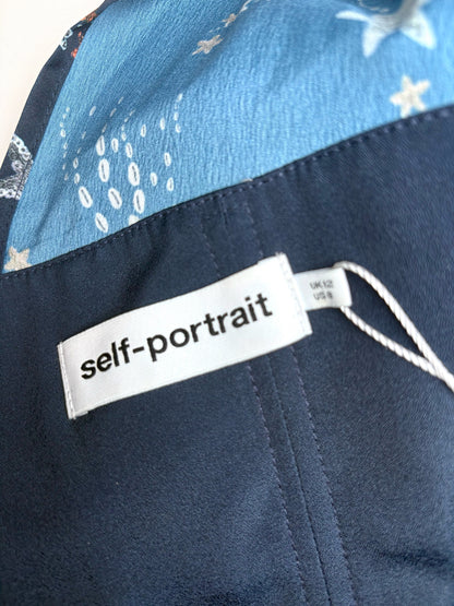 Women Size 8 Self-Portrait Navy Stars Polyester Women's NWOT Blouse