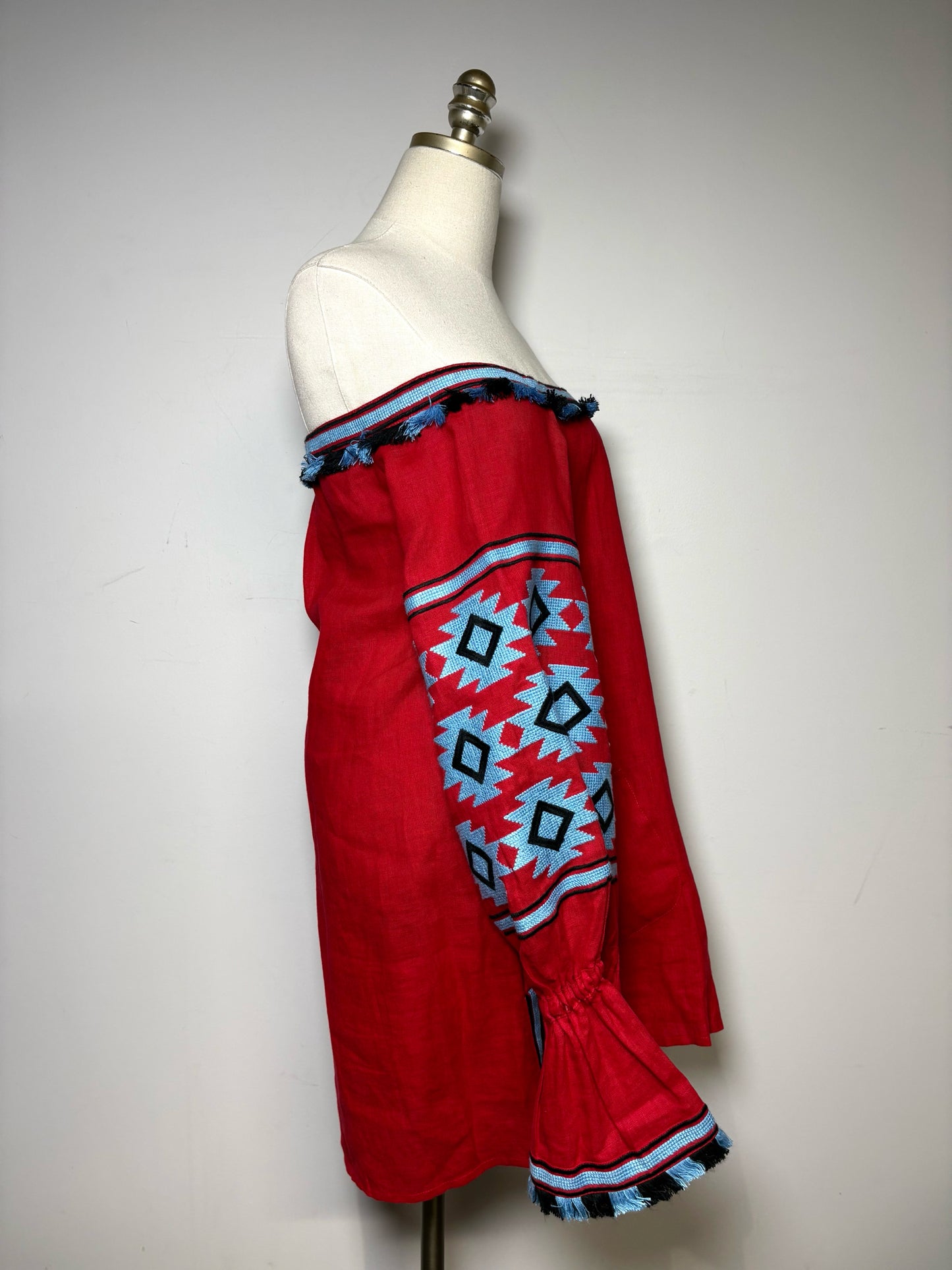 Women Size S March II Red, Blue Embroidered Women's Dress