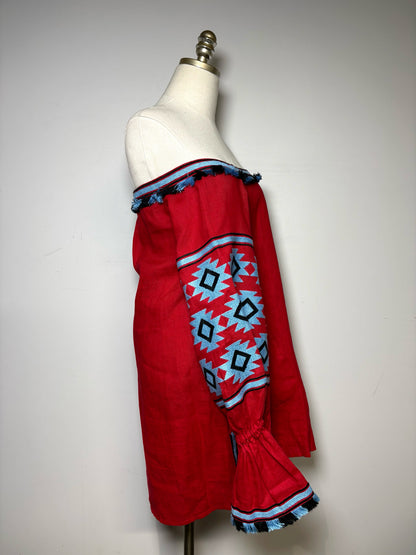 Women Size S March II Red, Blue Embroidered Women's Dress