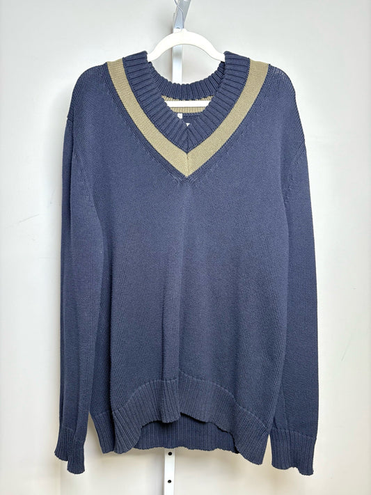 Au Printemps Paris Navy, Dark Green 100% Cotton Solid Men's Mens Size XL Sweater - VIDA STYLE SHOP