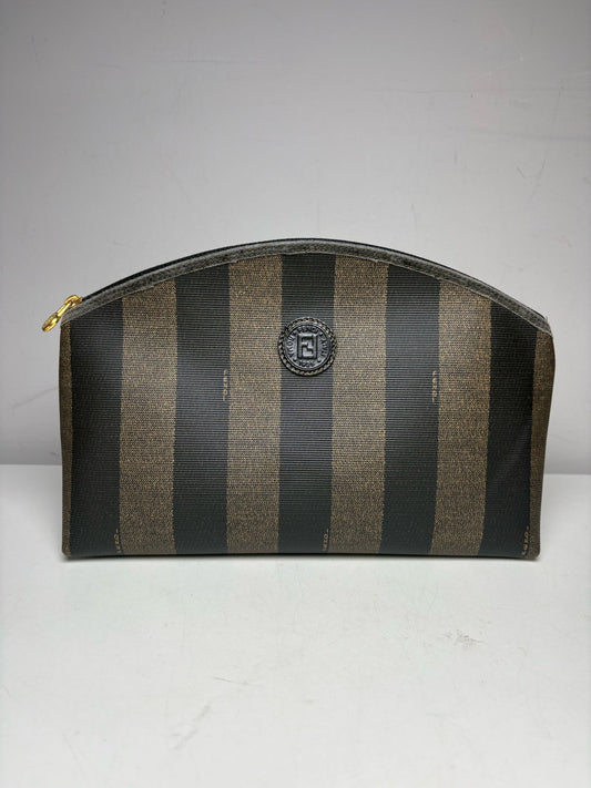 Authentic Fendi Penguin Striped Green, Black Vintage Pre-owned Pouch - VIDA STYLE SHOP