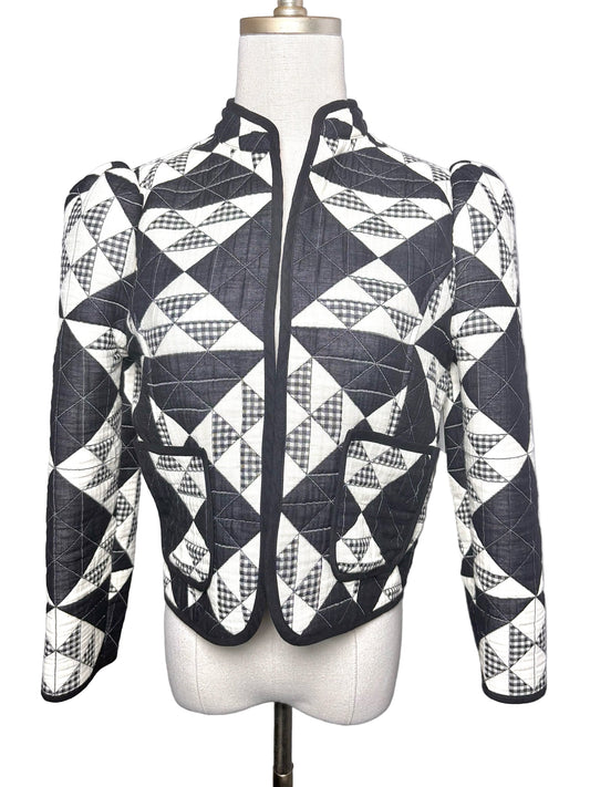 Women Size S Hunter Bell Black & White Quilted Cotton Blend Pre-owned Jacket