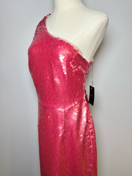 Women Size L Haney Pink Sequins NWT Cocktail Knee Length Dress