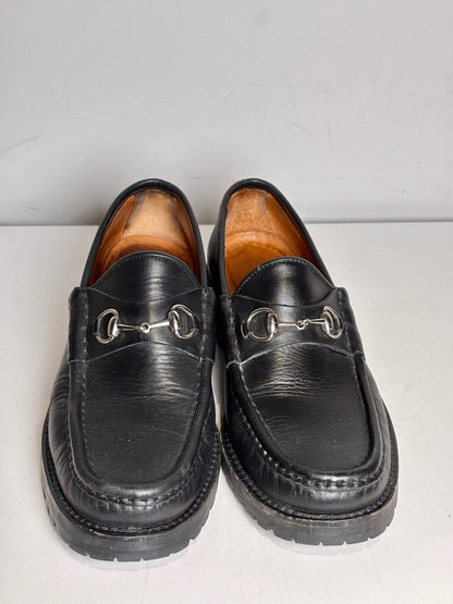 W Shoe Size 8 Gucci Black Leather Horebit Pre-owned Loafers