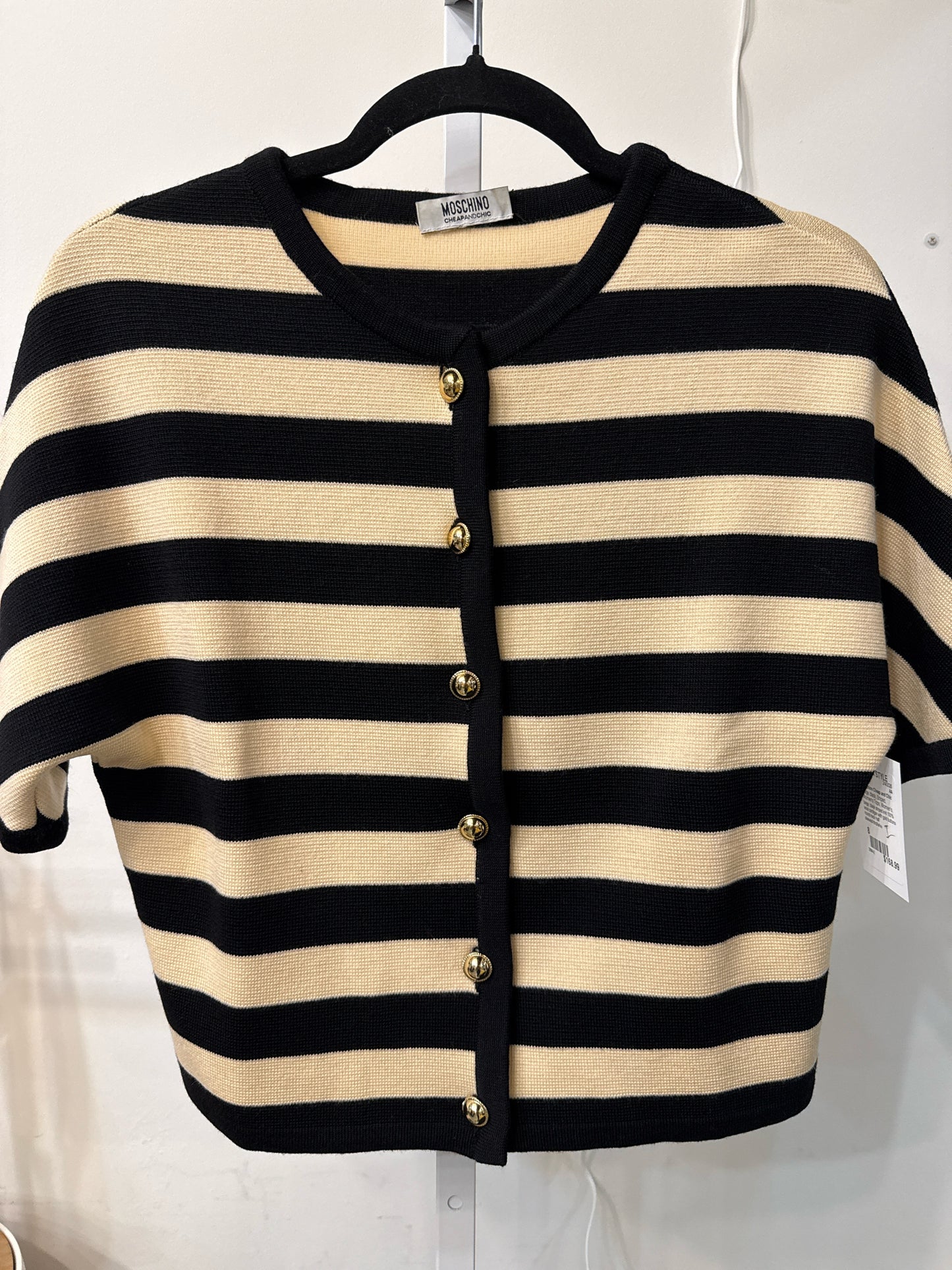 Women Size 8 Moschino Cheap and Chic Beige, black Striped Sweater