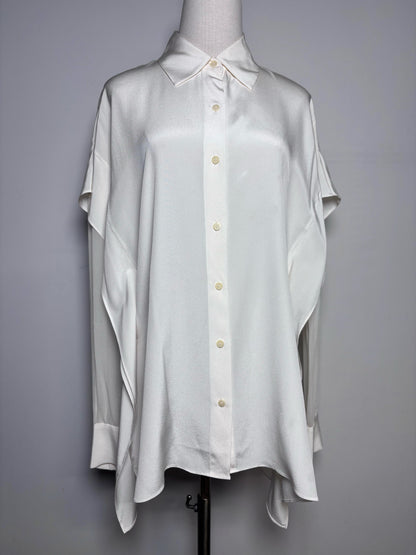 Women Size S Diane Von Furstenberg Ivory Solid 100% Silk Pre-owned Blouse
