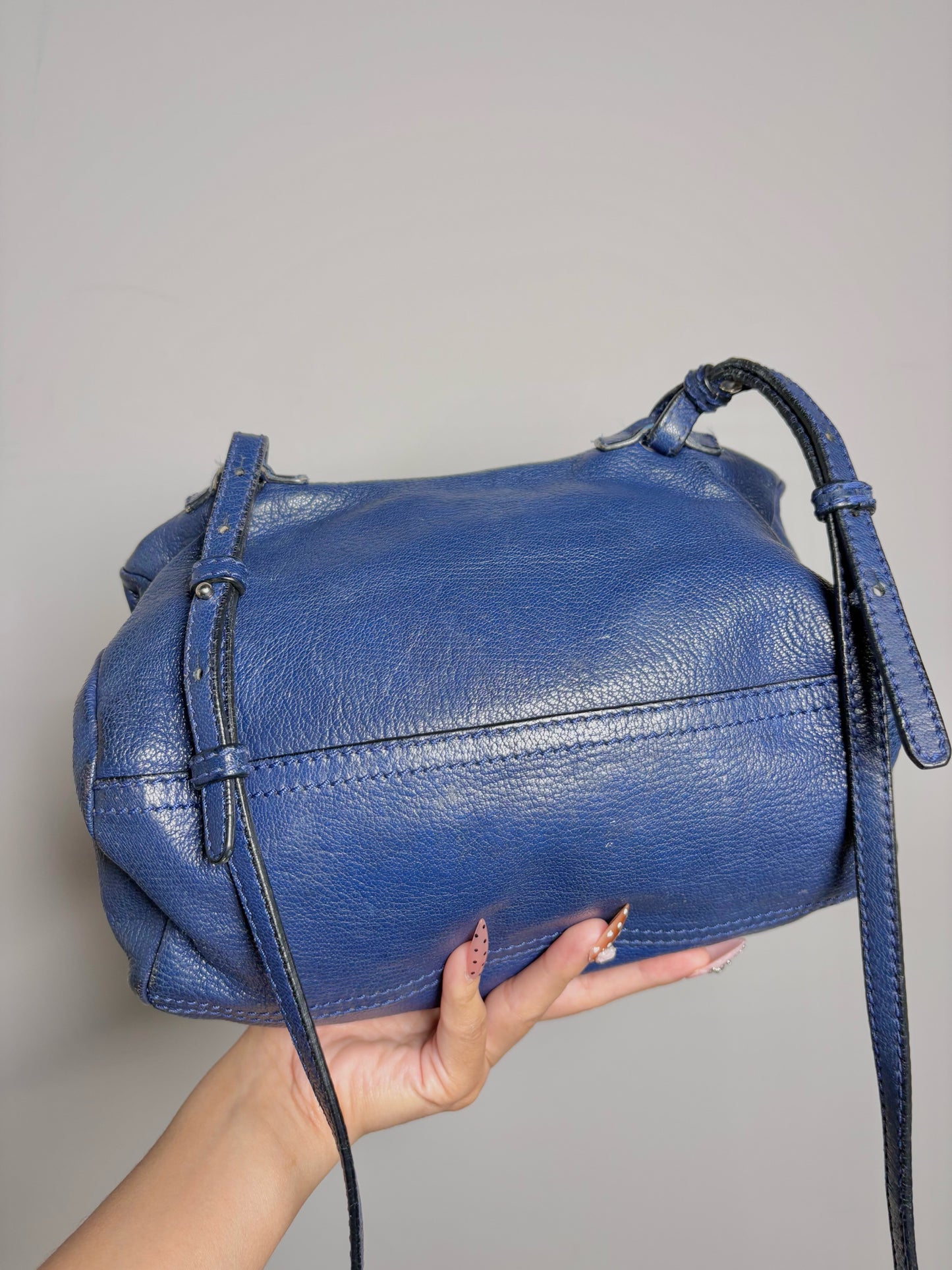 Givenchy "Pandora" Blue Pebble Leather Mini Purse