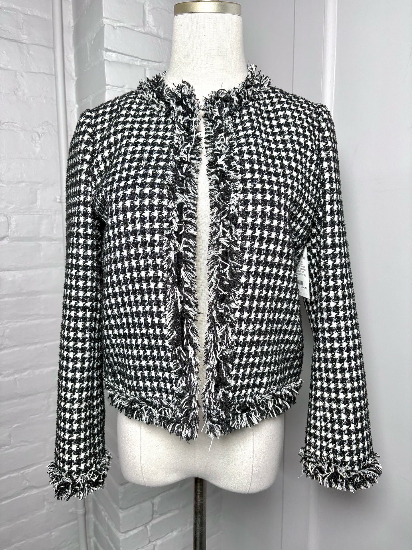 Women Size 2 Kate Spade New York Black & White Tweed Pre-owned Blazer