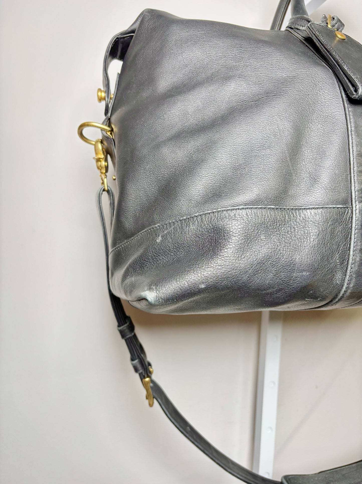 Coach Black Leather Solid Men's Duffle/Weekend Bag