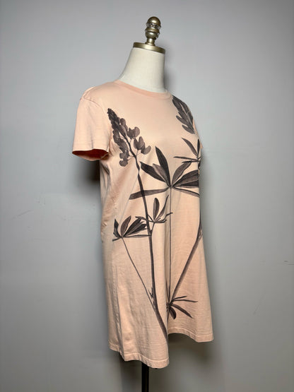 Women's Size S Desigual Peach & Black Floral Cotton Pre-Owned Short Sleeve Dress