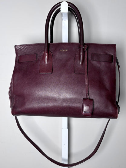 Saint Laurent Sac De Jour Burgundy Leather Iconic YSL Classic 2024 Pre-owned