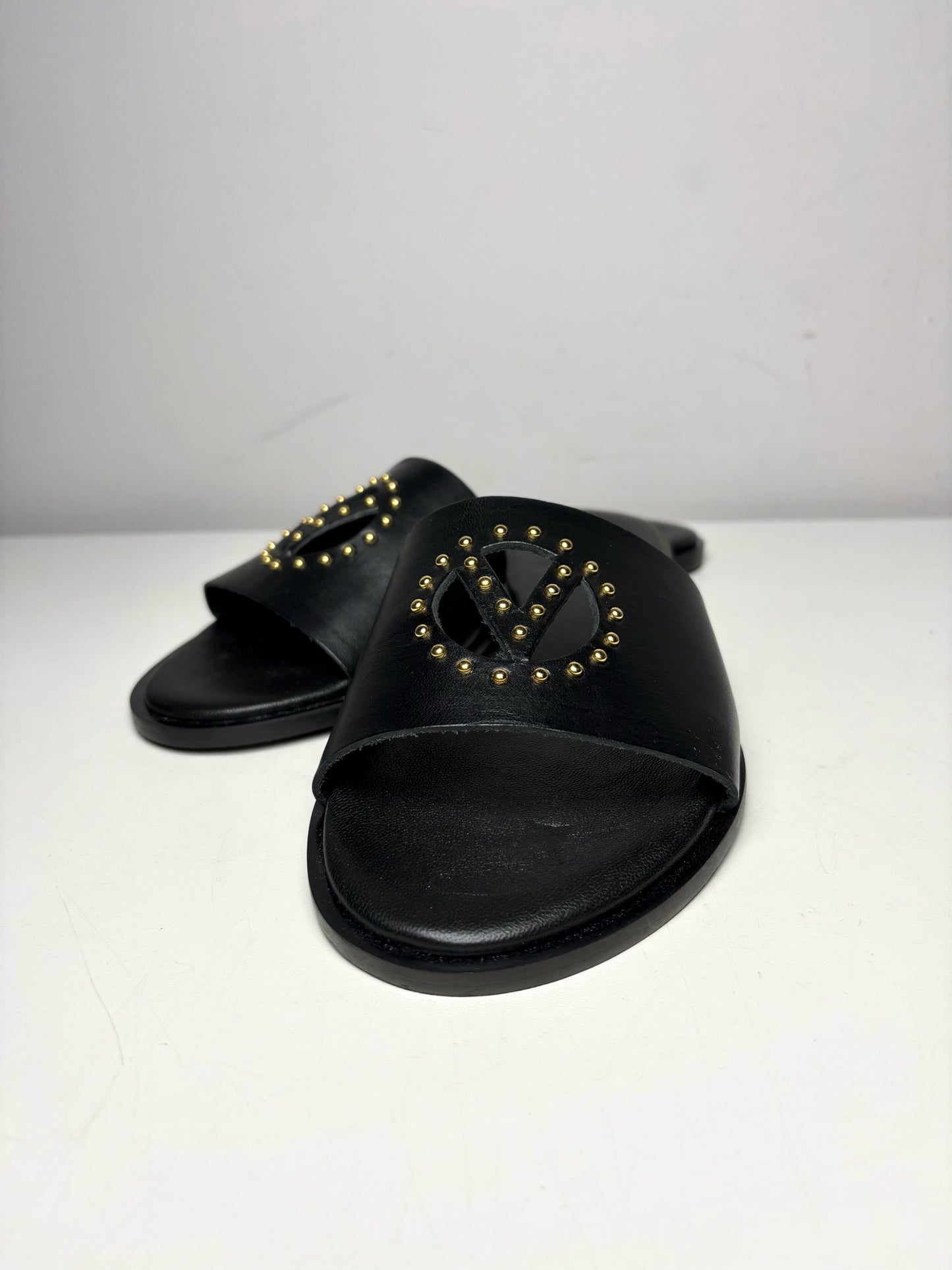 W Shoe Size 8 Mario Valentino Black Leather Cowhide Women's Sandals