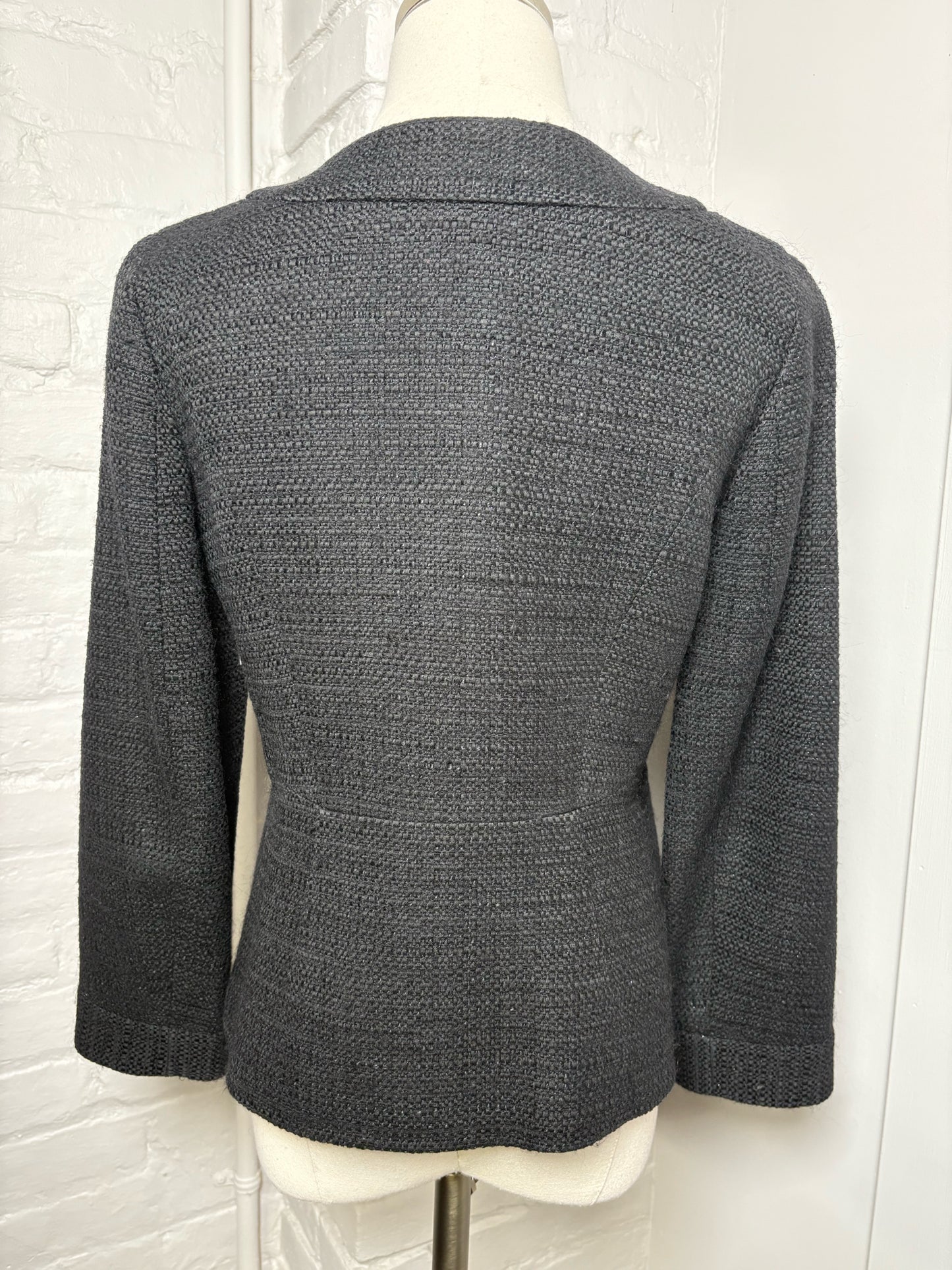 Women Size 8 Theory Black Tweed Cotton Jacket