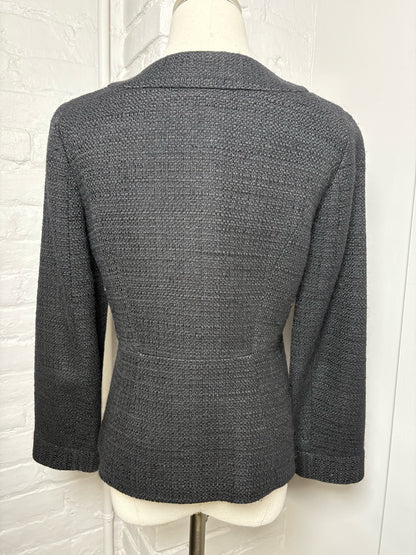 Women Size 8 Theory Black Tweed Cotton Jacket