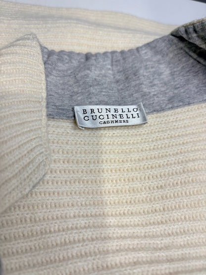 Women's Size S (Estimated) Brunello Cucinelli Cream Cashmere Pre-Owned Ribbed Sweater