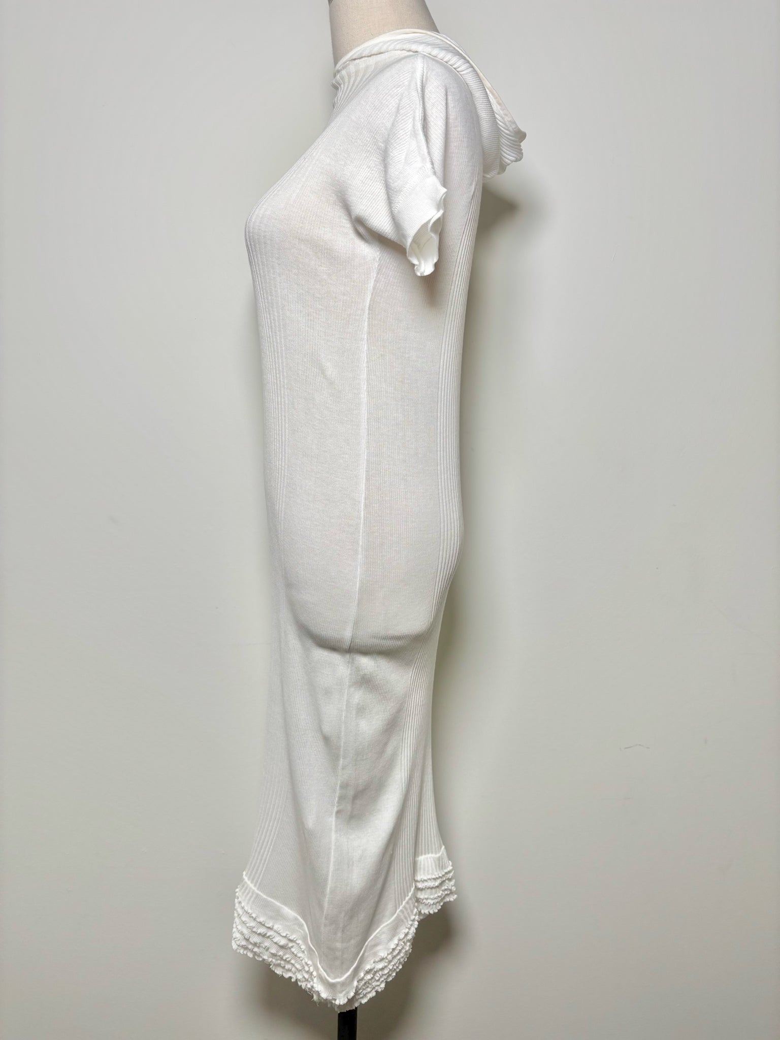 Women Size 6 Isabel Toledo White Solid Cotton Blend Midi Bodycon Dress