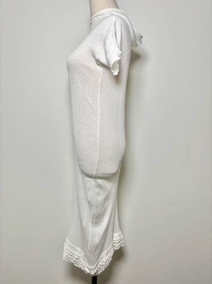 Women Size 6 Isabel Toledo White Solid Cotton Blend Midi Bodycon Dress