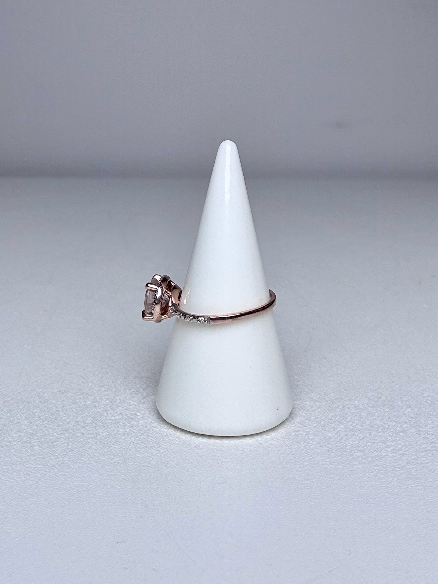 10k Rose Gold Rina Limor Morganite w/Diamond Accents Blush Sz 6.5 Ring | Pre-owned