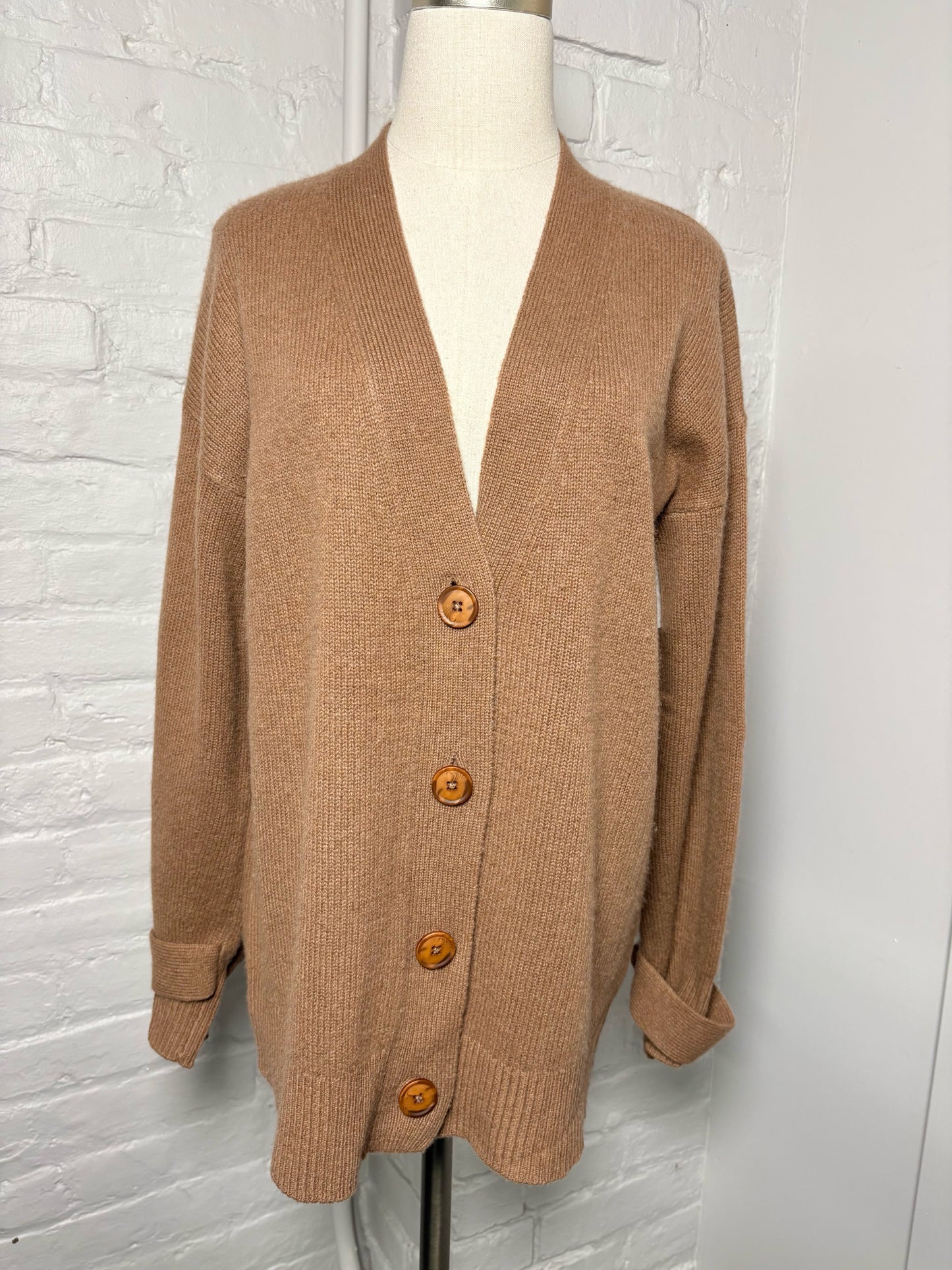 Women Size S 360 Cashmere Brown "Boyfriend" Cashmere Sweater