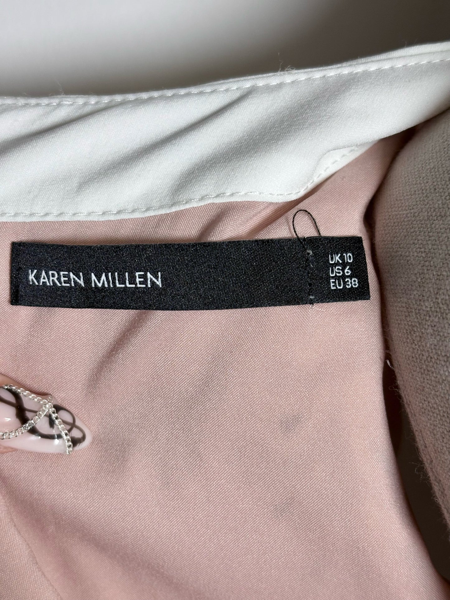 Women Size 6 Karen Millen Cream Embellished Women's Polyester Pre-owned Dress