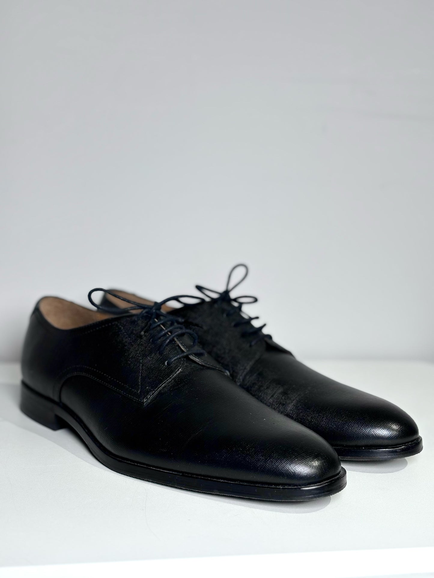 Hugo Boss Black Leather Solid Size 12 Cowhide Men's Shoes