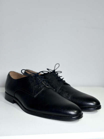 Hugo Boss Black Leather Solid Size 12 Cowhide Men's Shoes