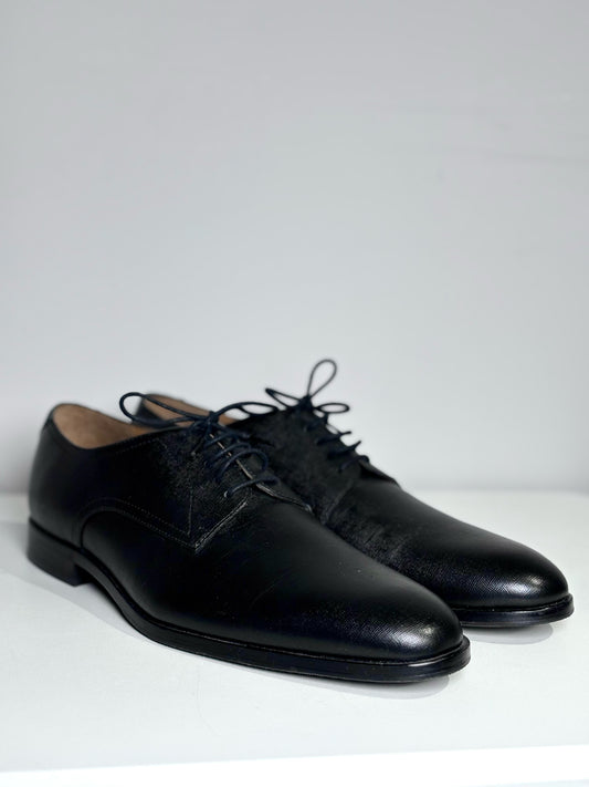 Hugo Boss Black Leather Solid Size 12 Cowhide Men's Shoes
