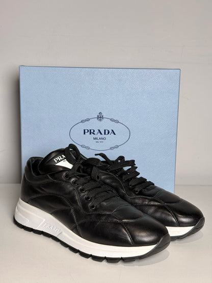 W Shoe Size 40 (10) Prada Prax 01 Black, White Calfskin Women's Sneakers