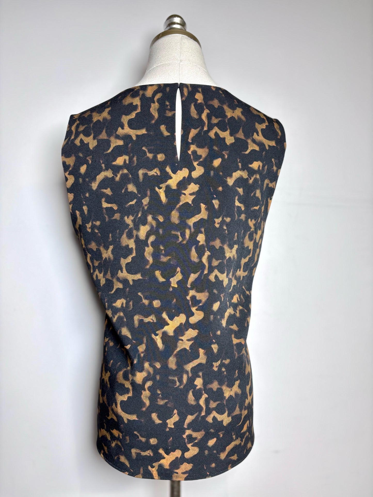 Women Size L Theory Black, Brown Abstract Print Sleeveless Top