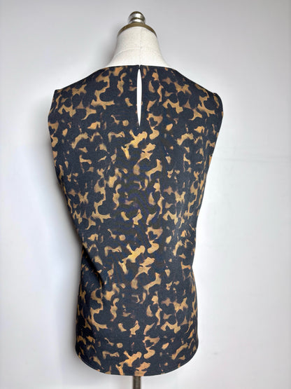 Women Size L Theory Black, Brown Abstract Print Sleeveless Top