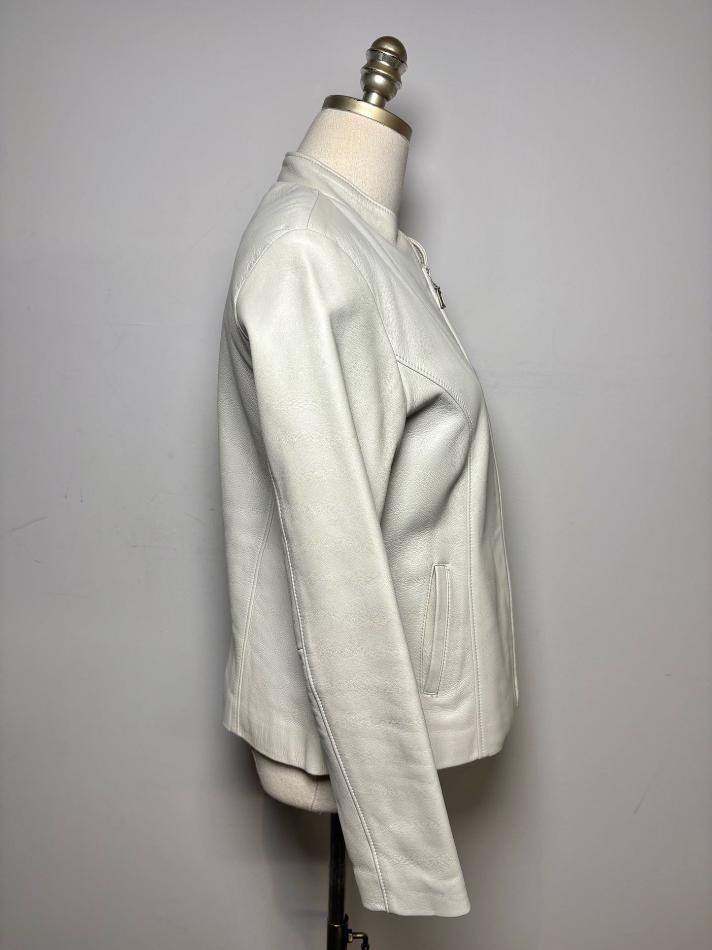 Size M San Piel Leather's House Bone Solid Women's Pure Leather Pre-owned Jacket
