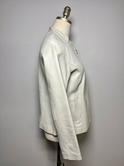 Size M San Piel Leather's House Bone Solid Women's Pure Leather Pre-owned Jacket